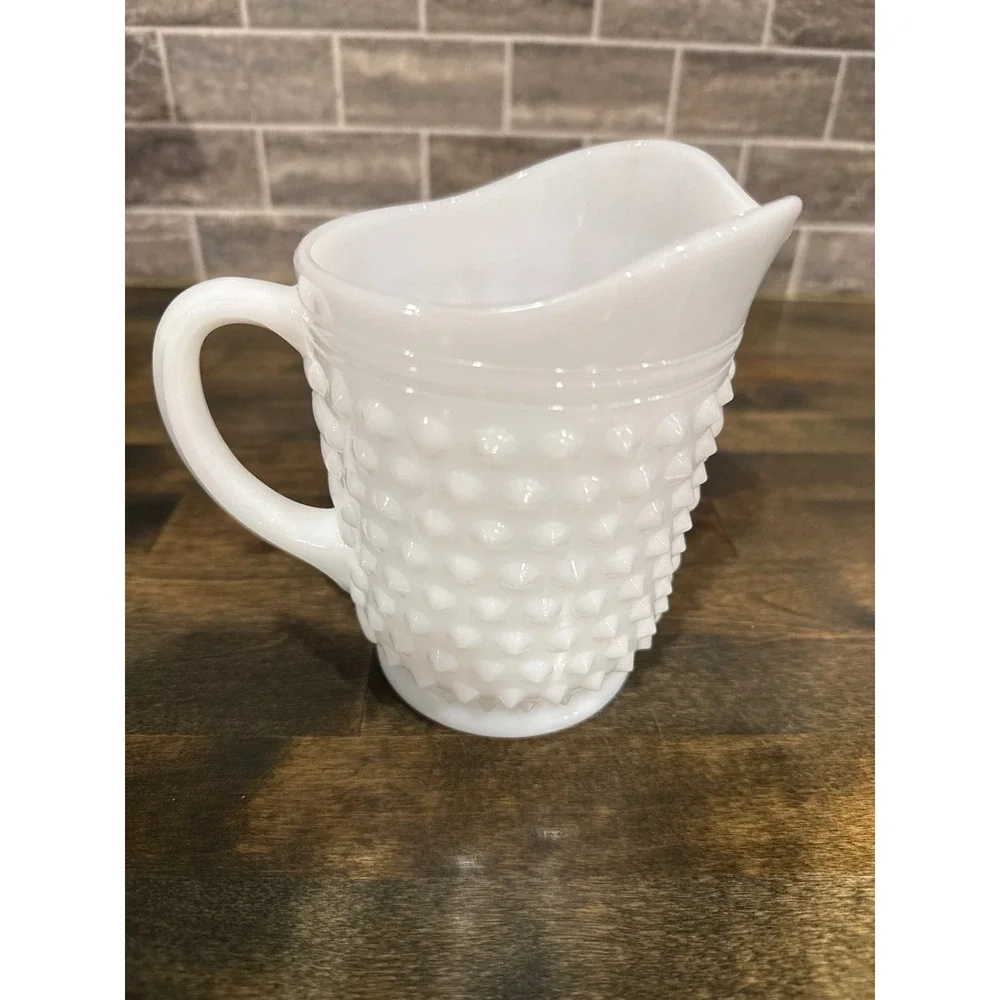 Fenton‎ White Milk Glass Hobnail Pitcher Vintage 5.5 Inch Creamer Vase